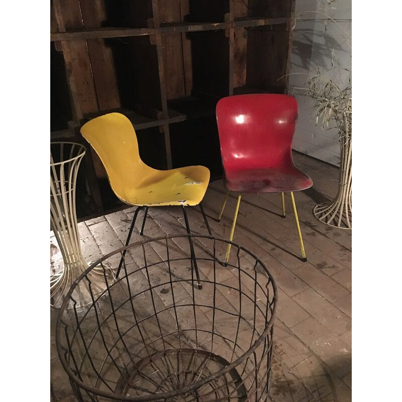 Pair of vintage bakelite wood chairs by Elmar Flototto for Pagholz, 1950