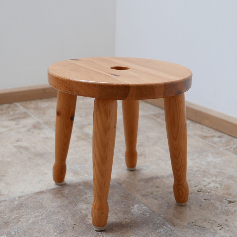 Vintage Pine Stool or Side Table Swedish 1960s