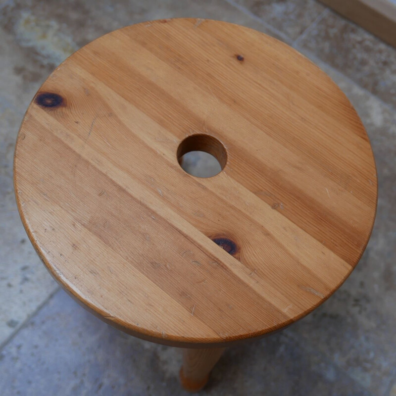 Vintage Pine Stool or Side Table Swedish 1960s