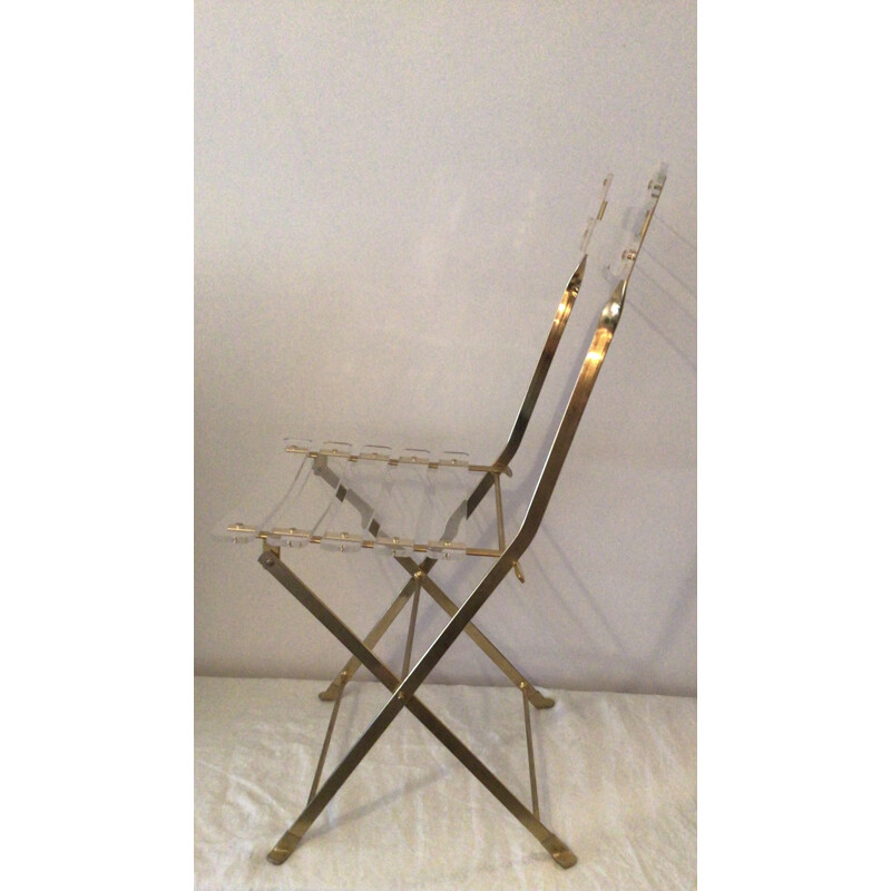 Vintage plexiglass folding chair by Yonel Lebovici and Bernard Berthet 1970s