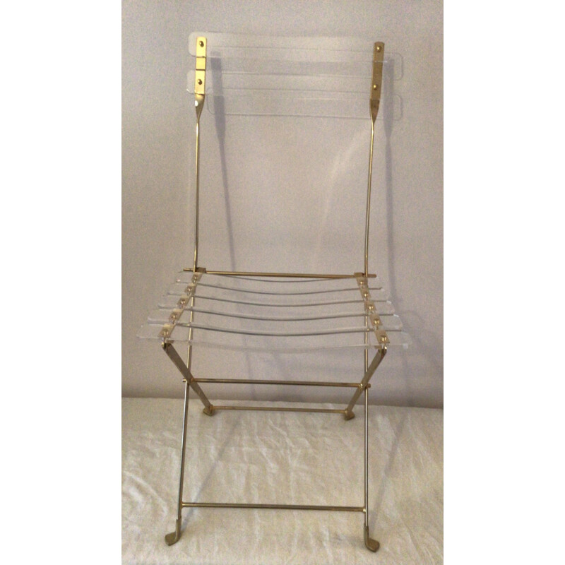 Vintage plexiglass folding chair by Yonel Lebovici and Bernard Berthet 1970s