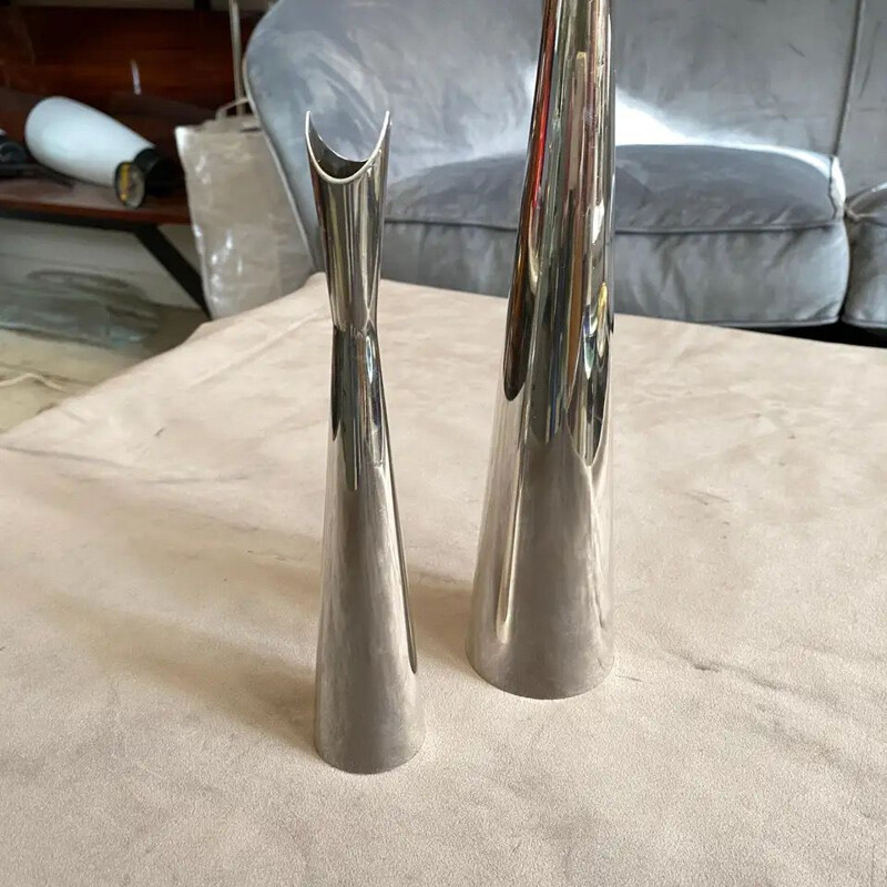 Pair of vintage Cardinale Vases by Lino Sabattini for Christofle 1960s