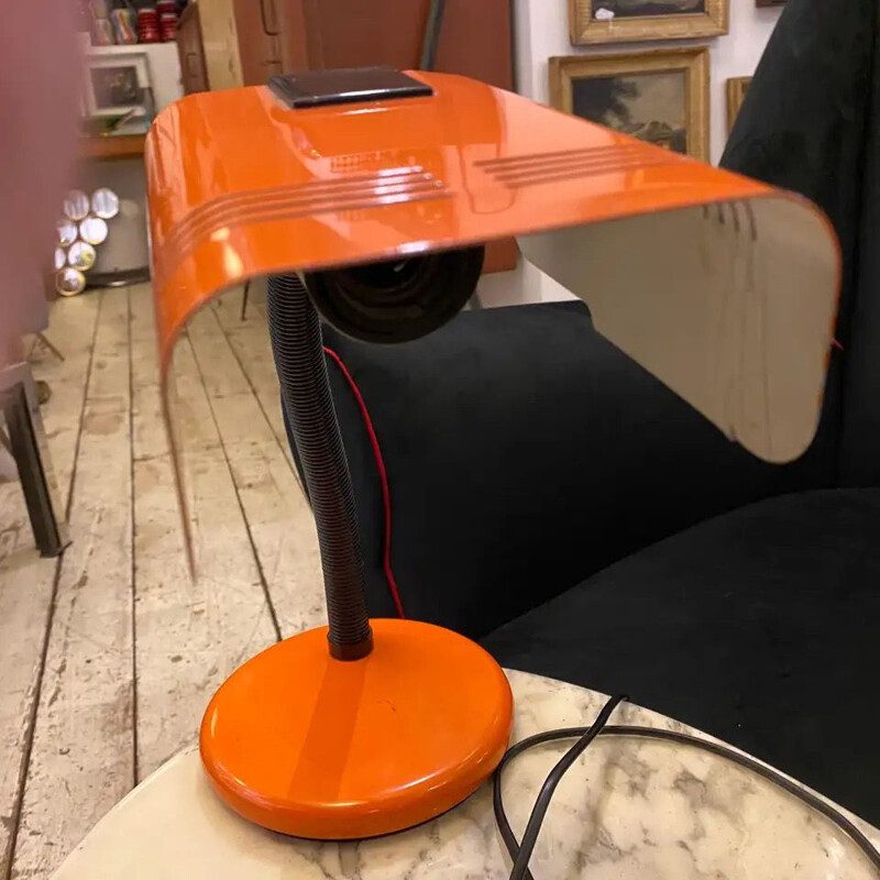 Vintage Targetti Space Age Orange and Black Table Lamp Italy 1970s