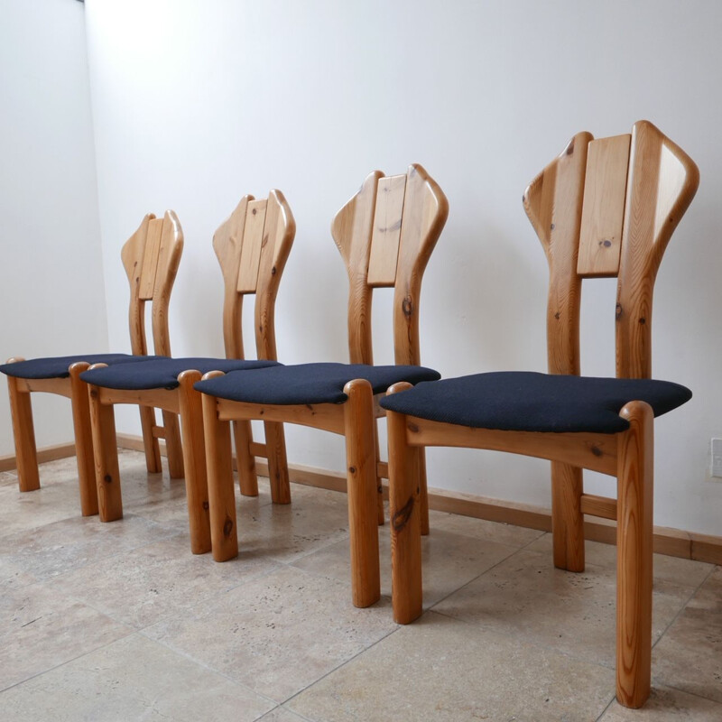 Set of 4 vintage Pine Dining Chairs Denmark 1970s