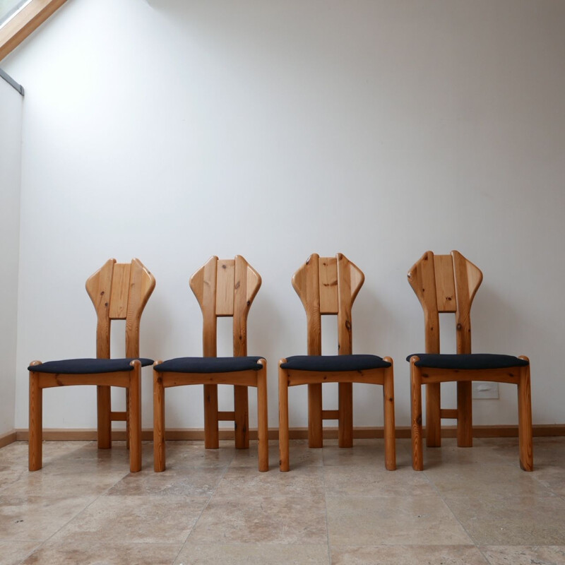 Set of 4 vintage Pine Dining Chairs Denmark 1970s