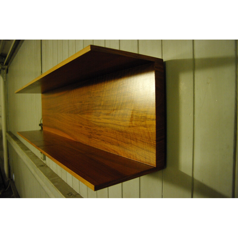 Vintage walnut shelf by Walter Wirz for W Renz 1960