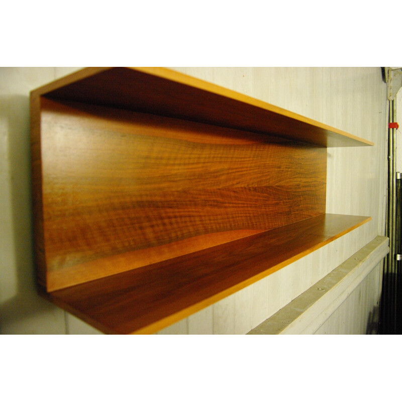 Vintage walnut shelf by Walter Wirz for W Renz 1960