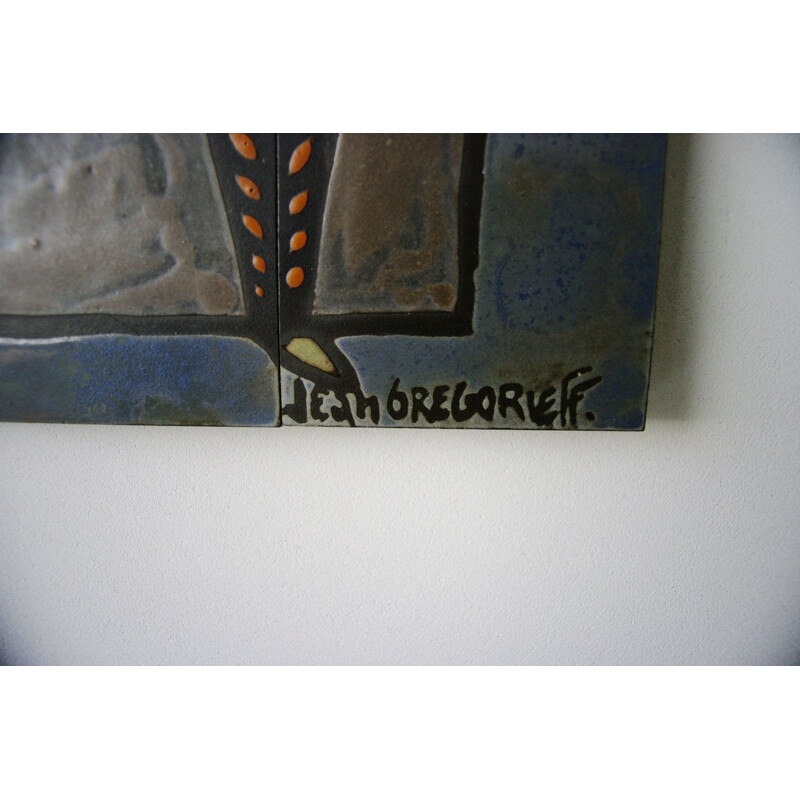 Cerámica de pared vintage de Jean Grégorieff para Roche Bobois, 1960