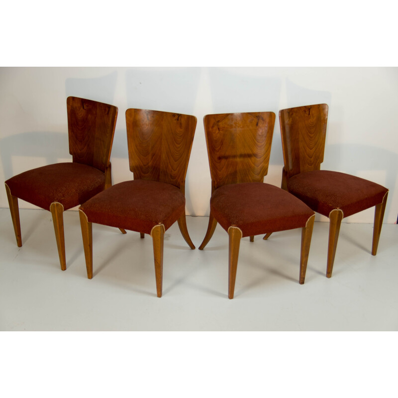 Set of 4 vintage Art Deco chairs by Jindrich Halabala for UP Závody 1930