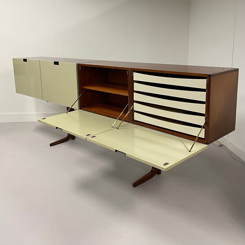 Vintage teak and white lacquer sideboard by Cees Braakman for Pastoe, 1960