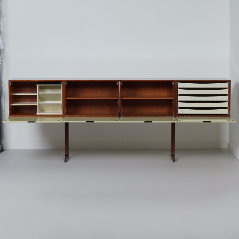 Credenza vintage in teak e lacca bianca di Cees Braakman per Pastoe, 1960