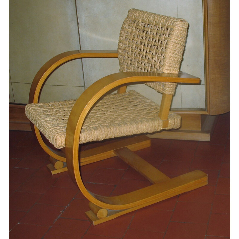 Paire de fauteuils vintage Audoux Minet 1950