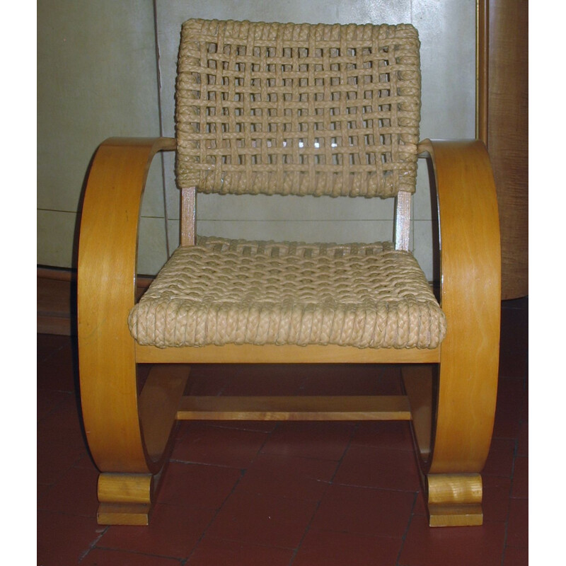 Paire de fauteuils vintage Audoux Minet 1950