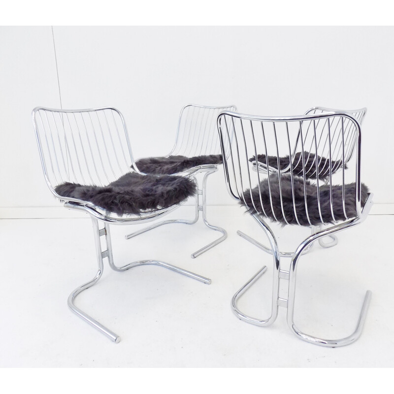 Set of 4 vintage chrome chairs Radiofreccia by Gastone Rinaldi for Rima 1970