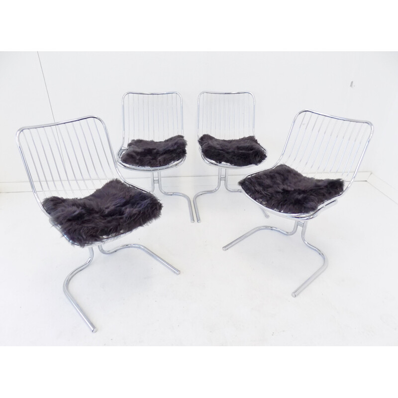 Set of 4 vintage chrome chairs Radiofreccia by Gastone Rinaldi for Rima 1970