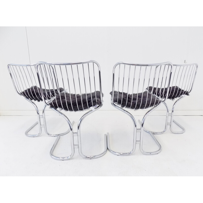 Set of 4 vintage chrome chairs Radiofreccia by Gastone Rinaldi for Rima 1970