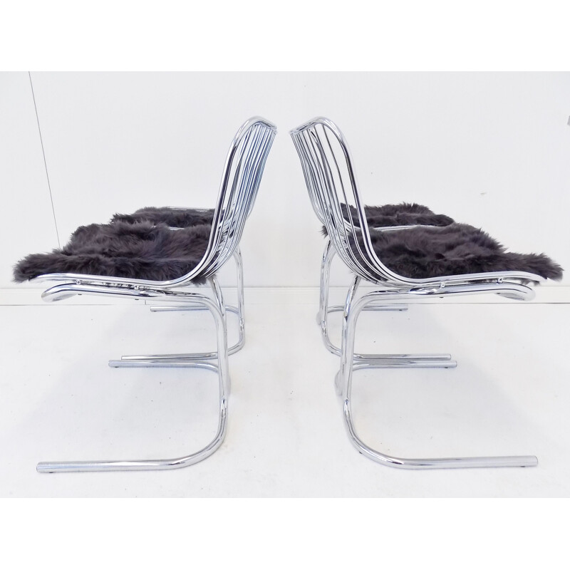 Set of 4 vintage chrome chairs Radiofreccia by Gastone Rinaldi for Rima 1970
