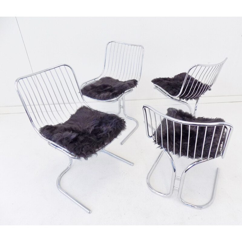 Set of 4 vintage chrome chairs Radiofreccia by Gastone Rinaldi for Rima 1970