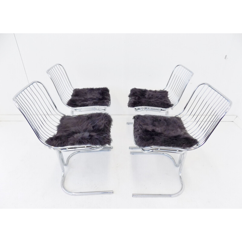 Set of 4 vintage chrome chairs Radiofreccia by Gastone Rinaldi for Rima 1970