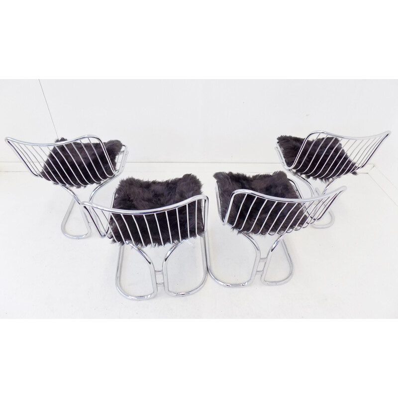 Set of 4 vintage chrome chairs Radiofreccia by Gastone Rinaldi for Rima 1970