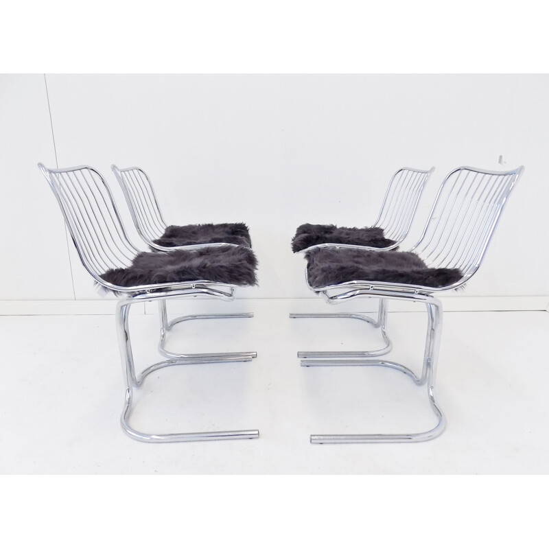 Set of 4 vintage chrome chairs Radiofreccia by Gastone Rinaldi for Rima 1970