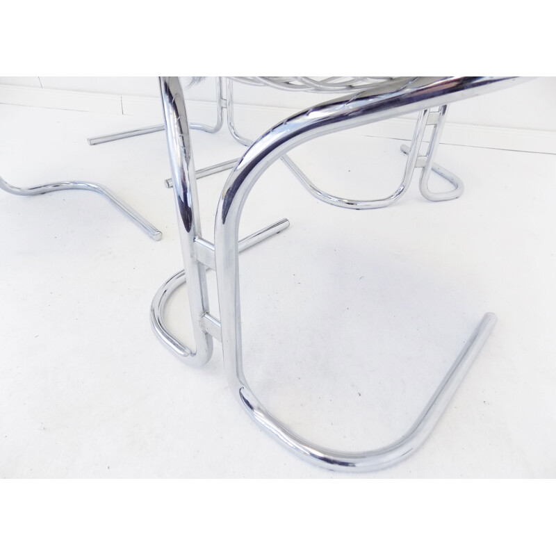 Set of 4 vintage chrome chairs Radiofreccia by Gastone Rinaldi for Rima 1970