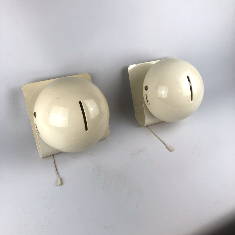 Pair of vintage wall lamps by Giuseppe Cormio for Guzzini, Bugia Italy