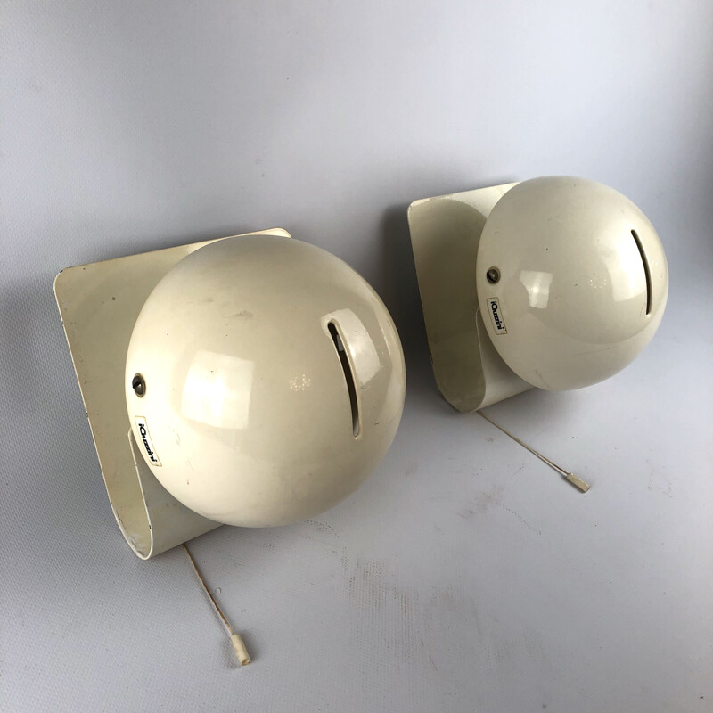 Pair of vintage wall lamps by Giuseppe Cormio for Guzzini, Bugia Italy