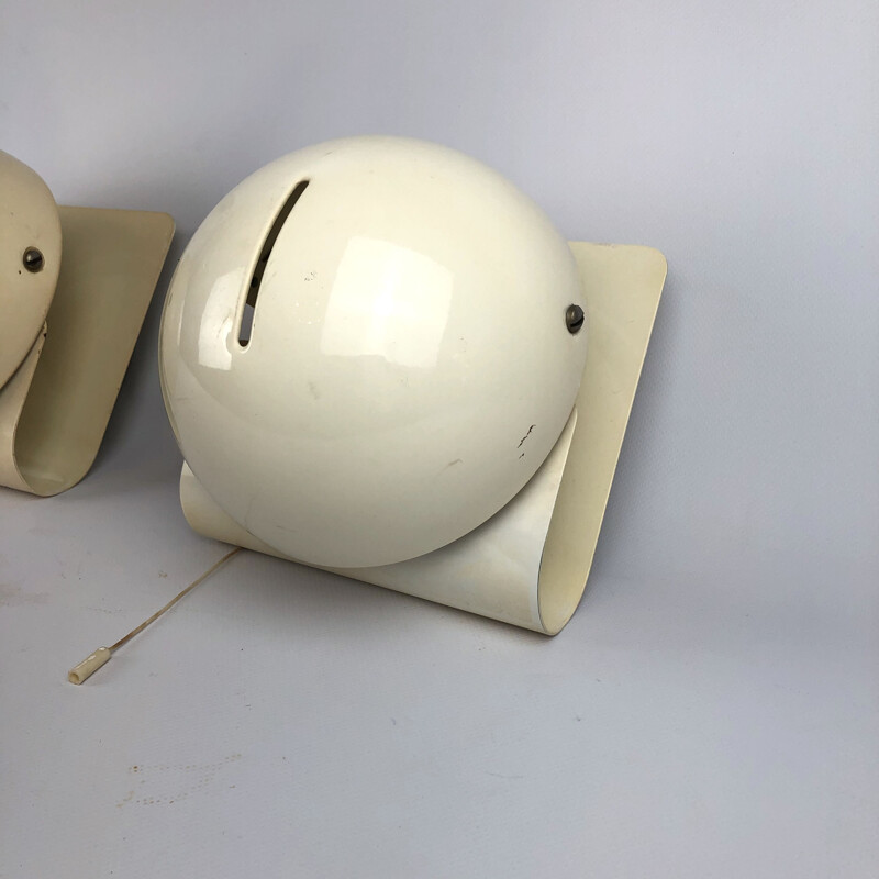 Pair of vintage wall lamps by Giuseppe Cormio for Guzzini, Bugia Italy