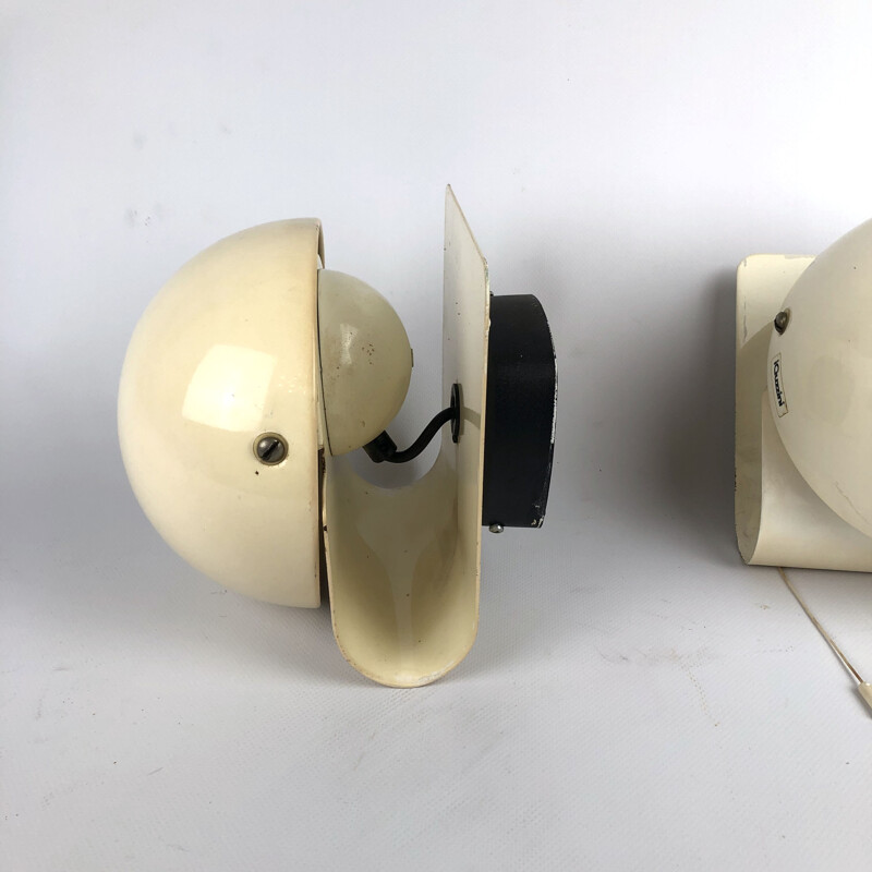 Pair of vintage wall lamps by Giuseppe Cormio for Guzzini, Bugia Italy