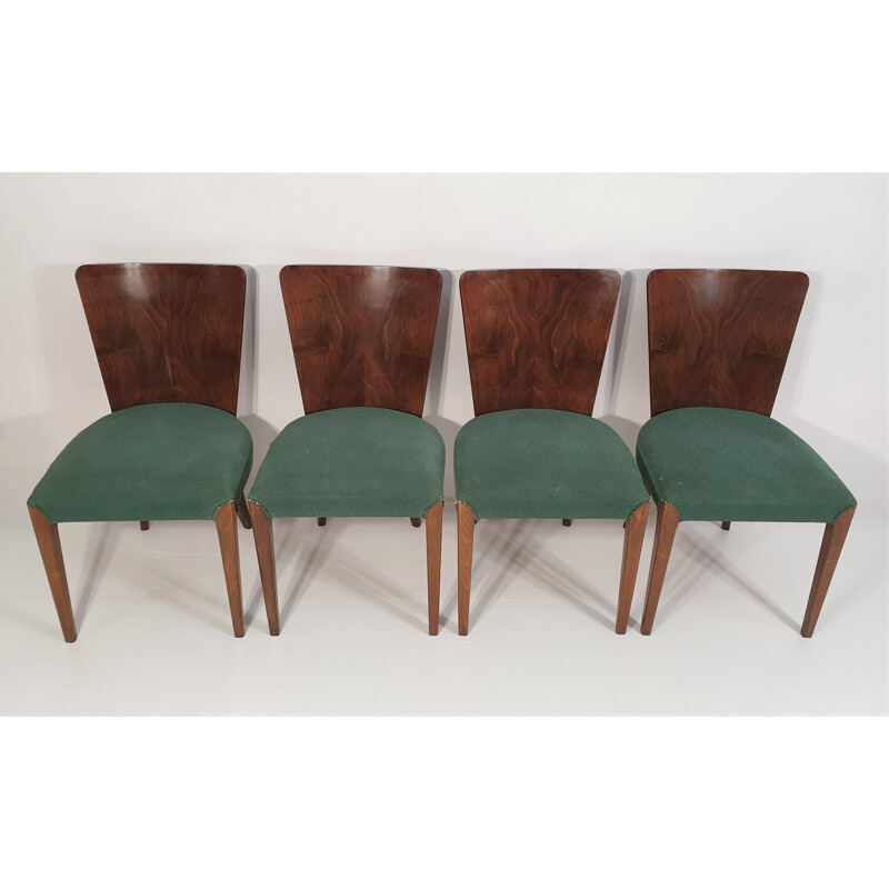 Set of 4 vintage Art Deco Dining Chairs by Jindřich Halabala 1940s