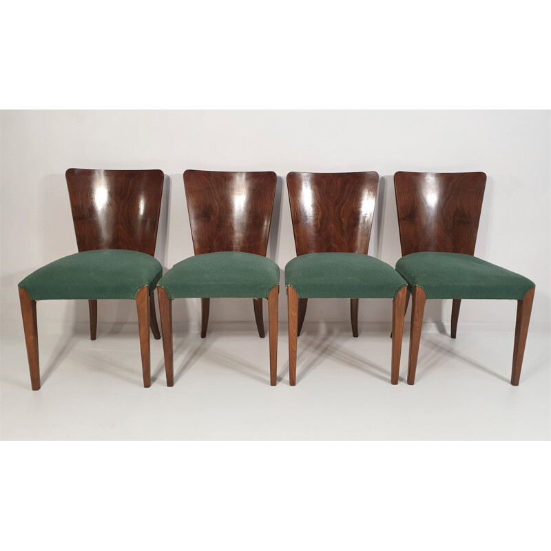 Set of 4 vintage Art Deco Dining Chairs by Jindřich Halabala 1940s