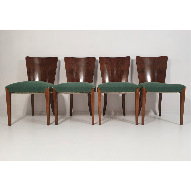 Set of 4 vintage Art Deco Dining Chairs by Jindřich Halabala 1940s