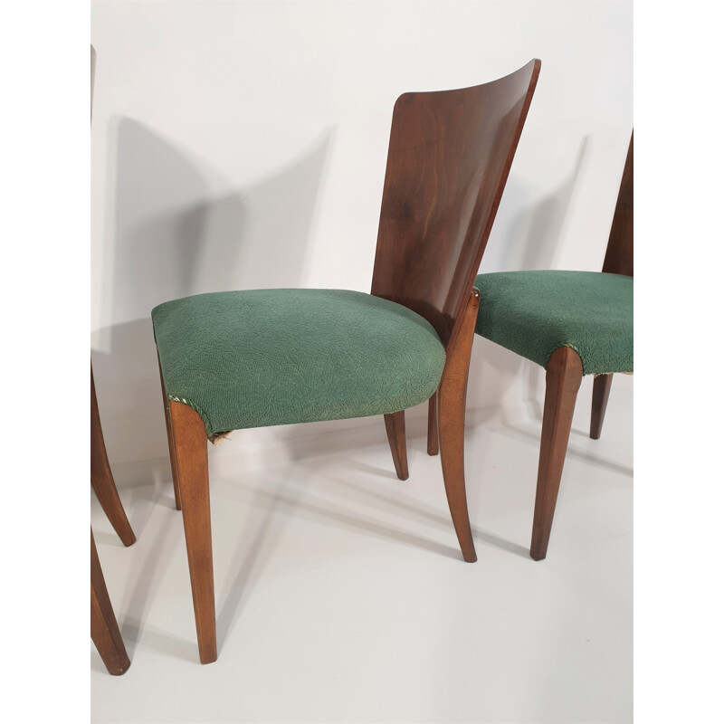 Set of 4 vintage Art Deco Dining Chairs by Jindřich Halabala 1940s