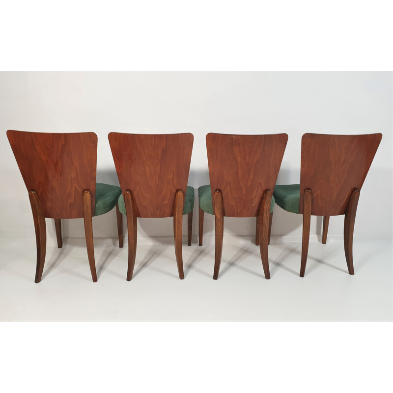Lot de 4 chaises vintage Art déco par Jindřich Halabala 1940