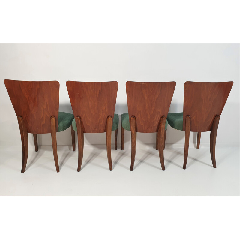 Set of 4 vintage Art Deco Dining Chairs by Jindřich Halabala 1940s