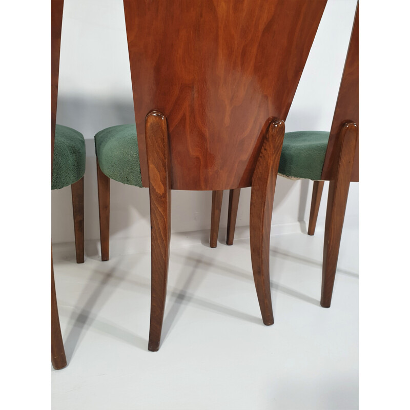 Set of 4 vintage Art Deco Dining Chairs by Jindřich Halabala 1940s