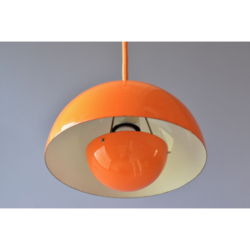 Vintage Verner Panton Enamel Flowerpot Pendant Lamp by Louis Poulsen Denmark 1968s