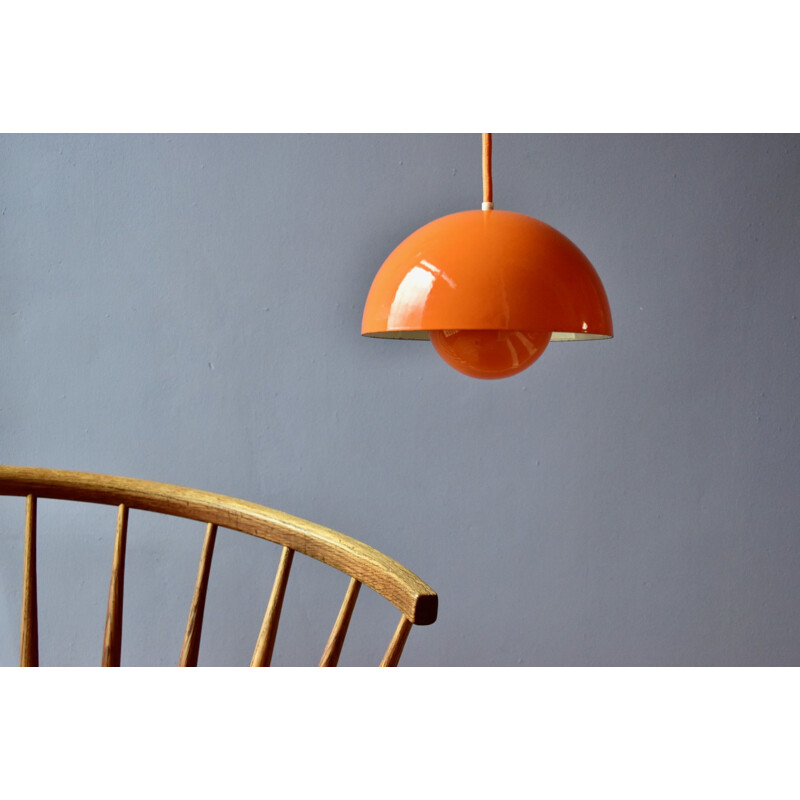 Vintage Verner Panton Enamel Flowerpot Pendant Lamp by Louis Poulsen Denmark 1968s