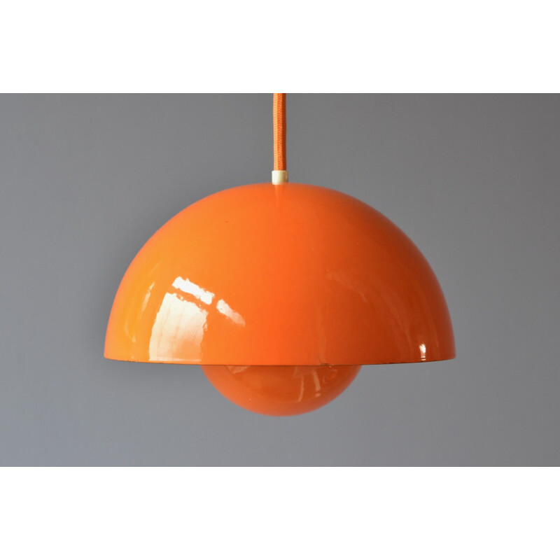 Vintage Verner Panton Enamel Flowerpot Pendant Lamp by Louis Poulsen Denmark 1968s