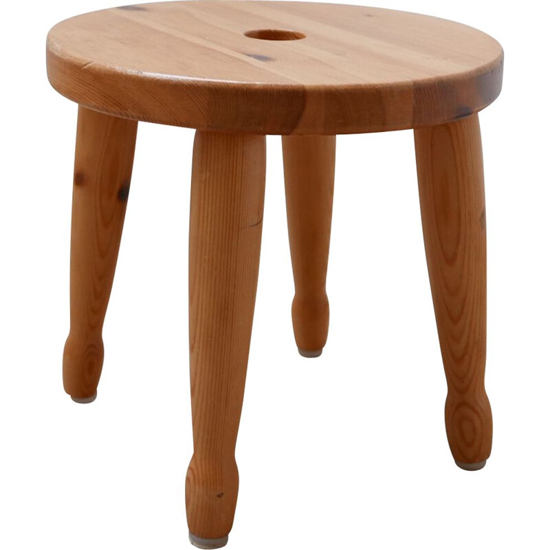 Vintage Pine Stool or Side Table Swedish 1960s