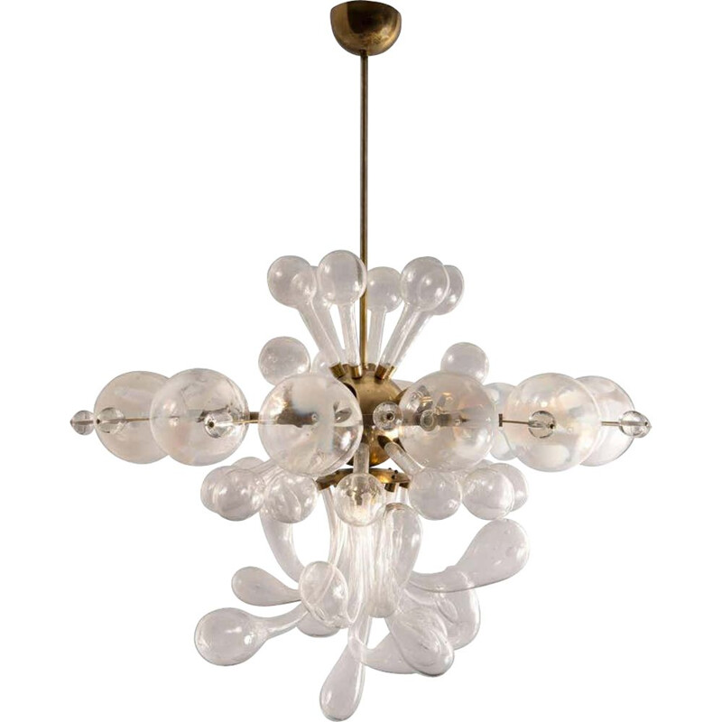 Vintage glass pendant lamp, 1960