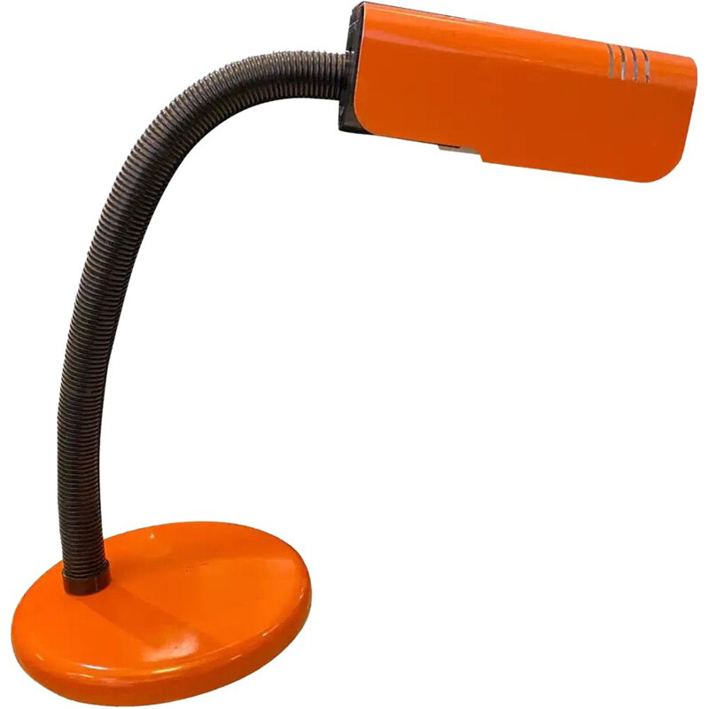 Lampe de table vintage Targetti Space Age orange et noire Italie 1970