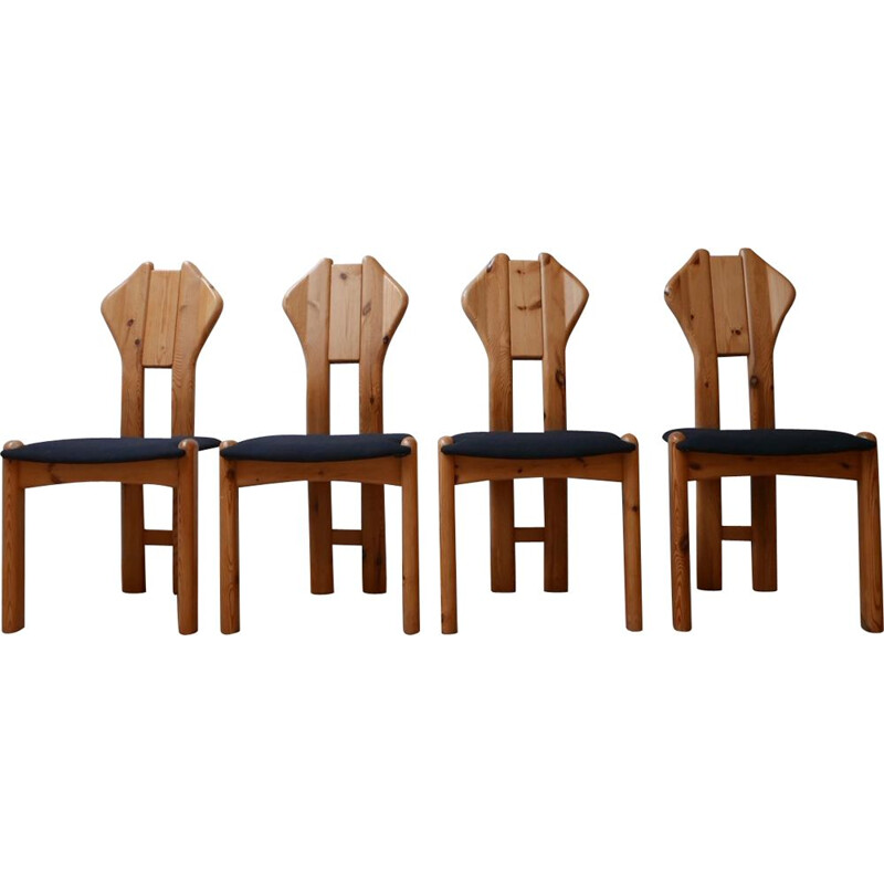 Set of 4 vintage Pine Dining Chairs Denmark 1970s