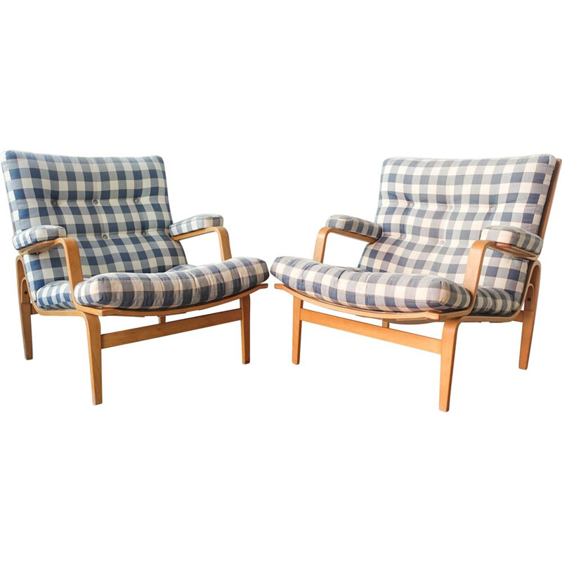 Pair of vintage Ingrid armchairs by Bruno Mathsson for Dux, Sweden 1960