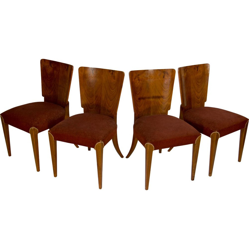 Lot de 4 chaises vintage Art déco de Jindrich Halabala pour UP Závody 1930