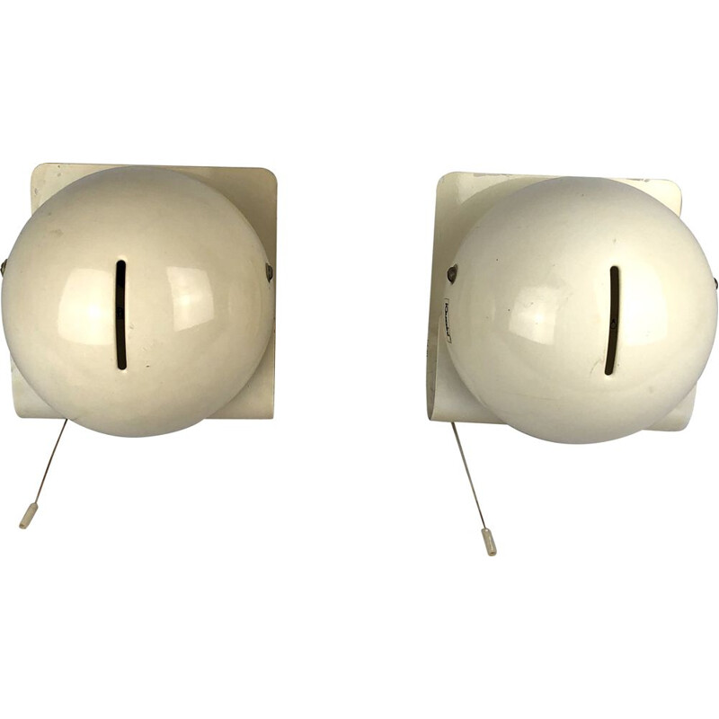 Pair of vintage wall lamps by Giuseppe Cormio for Guzzini, Bugia Italy