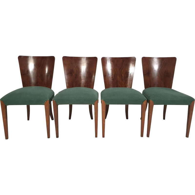 Set of 4 vintage Art Deco Dining Chairs by Jindřich Halabala 1940s