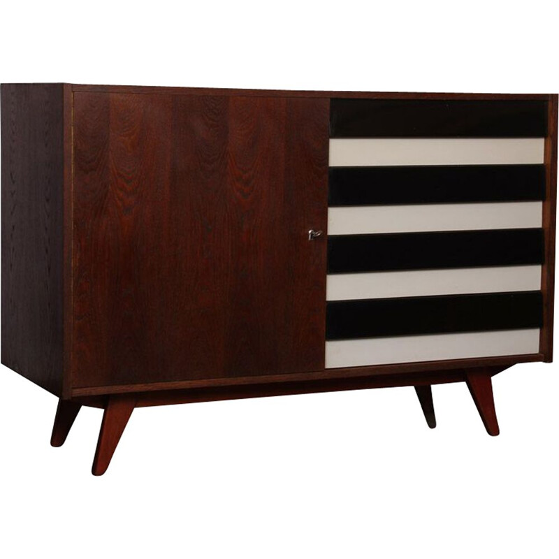 Vintage dark oak chest of drawers by Jiri Jiroutek 1960s