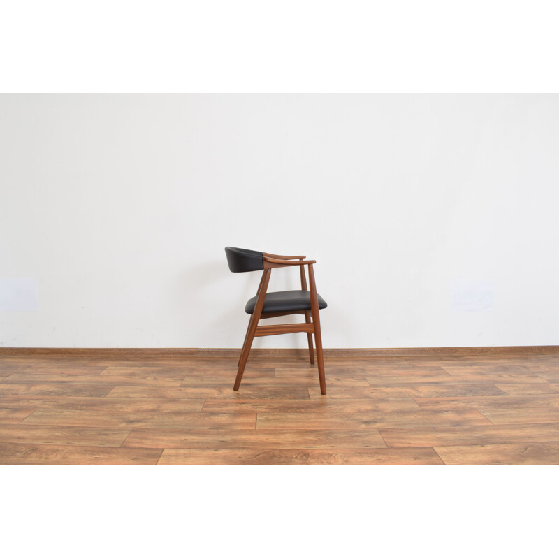 Vintage Teak & Leather Armchair by Th. Harlev for Farstrup Mobler Danish 1950s